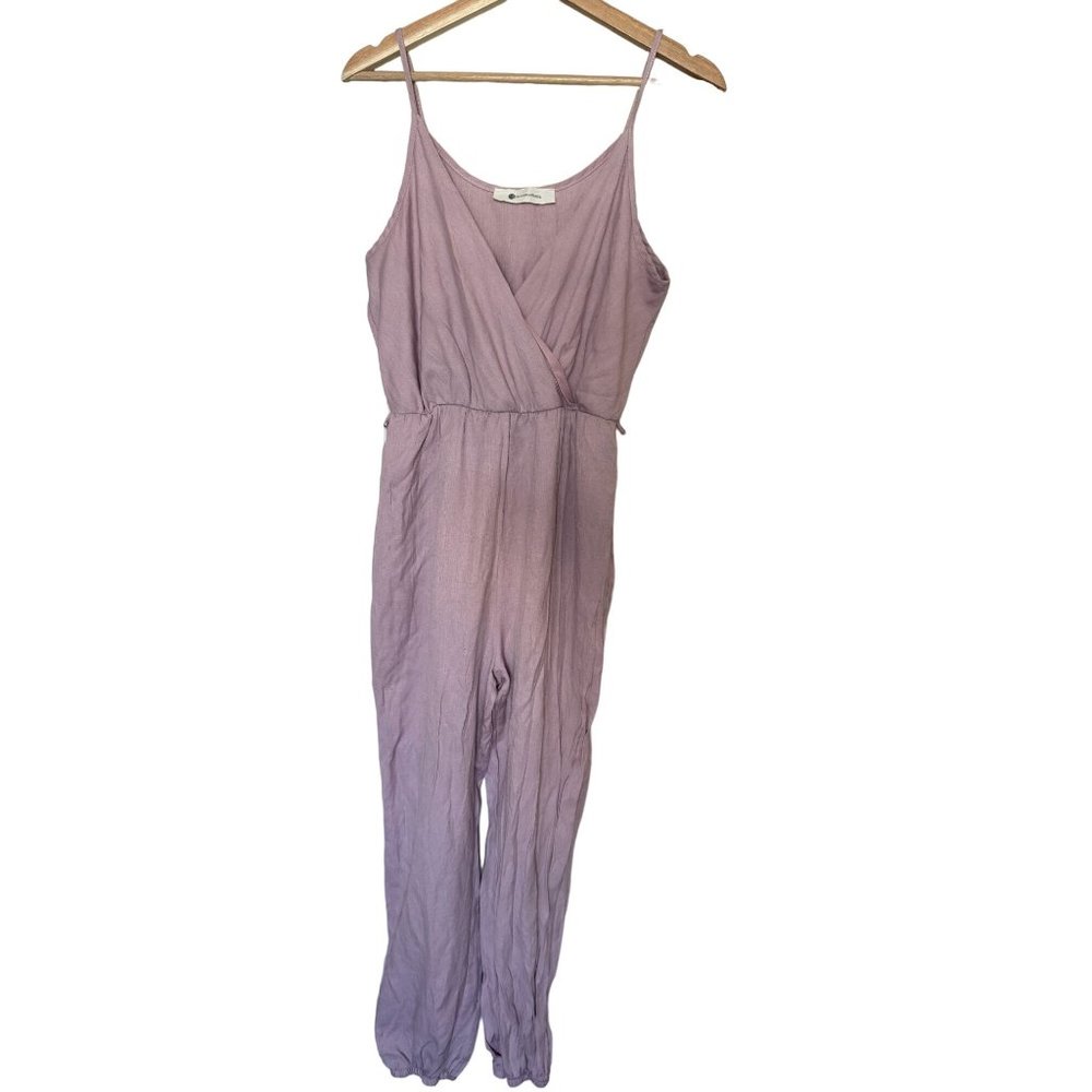 The Impeccable Pig Mauve Surplice Jumpsuit Boho Jogger Lavender Purple Small g1